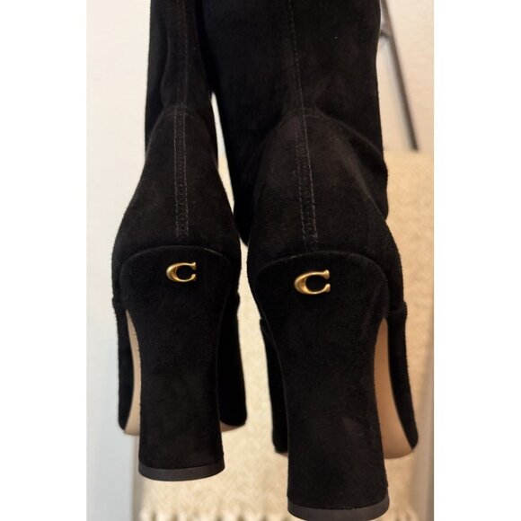 Coach Womens Size 6 B Cece Pointed Toe Black Suede High Heel Boots Style CN159 - Picture 8 of 16